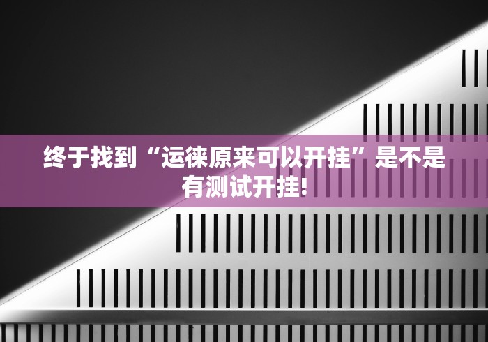 终于找到“运徕原来可以开挂”是不是有测试开挂!