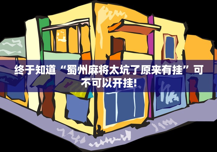 终于知道“蜀州麻将太坑了原来有挂”可不可以开挂! 终于知道“蜀州麻将太坑了原来有挂”可不可以开挂!