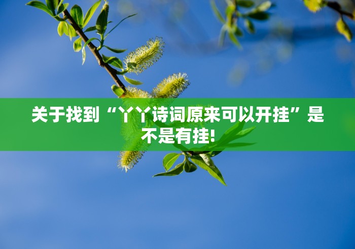关于找到“丫丫诗词原来可以开挂”是不是有挂! 关于找到“丫丫诗词原来可以开挂”是不是有挂!
