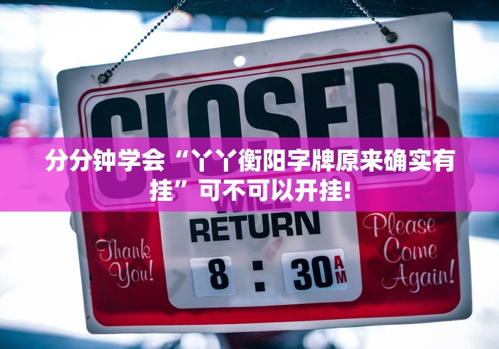 分分钟学会“丫丫衡阳字牌原来确实有挂”可不可以开挂!