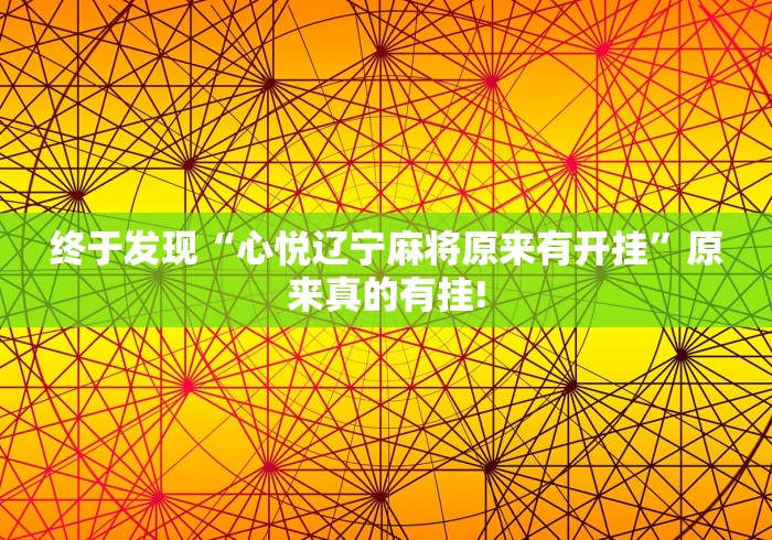 终于发现“心悦辽宁麻将原来有开挂”原来真的有挂!