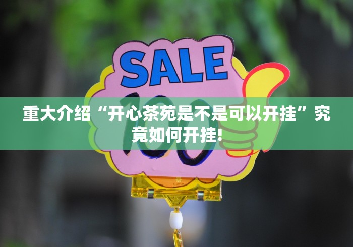 重大介绍“开心茶苑是不是可以开挂”究竟如何开挂!