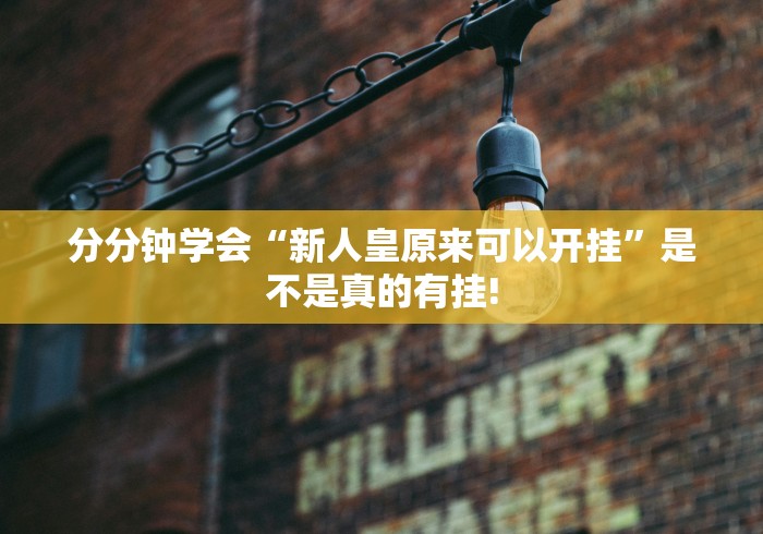 分分钟学会“新人皇原来可以开挂”是不是真的有挂!