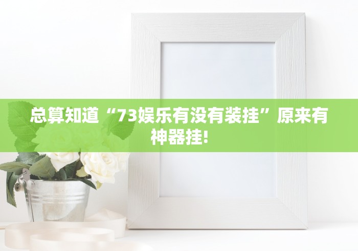 总算知道“73娱乐有没有装挂”原来有神器挂!