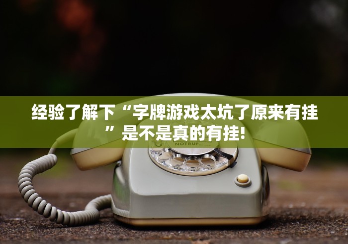 经验了解下“字牌游戏太坑了原来有挂”是不是真的有挂! 经验了解下“字牌游戏太坑了原来有挂”是不是真的有挂!