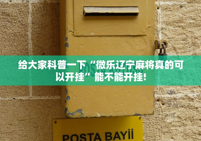 给大家科普一下“微乐辽宁麻将真的可以开挂”能不能开挂!