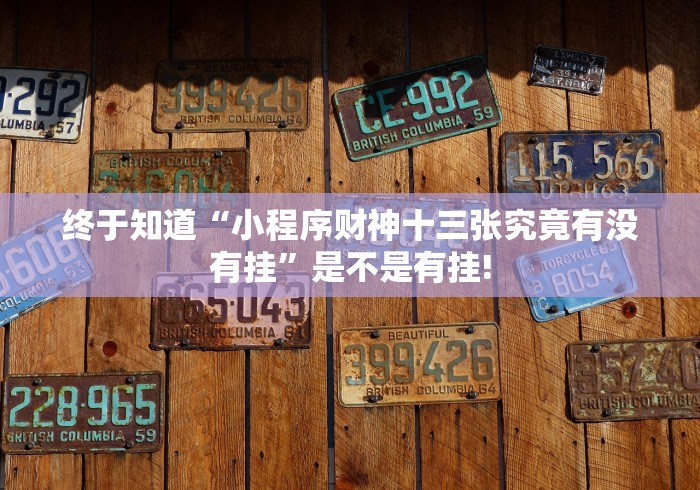 终于知道“小程序财神十三张究竟有没有挂”是不是有挂!