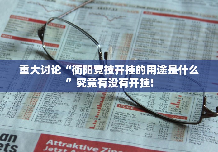 重大讨论“衡阳竞技开挂的用途是什么”究竟有没有开挂!