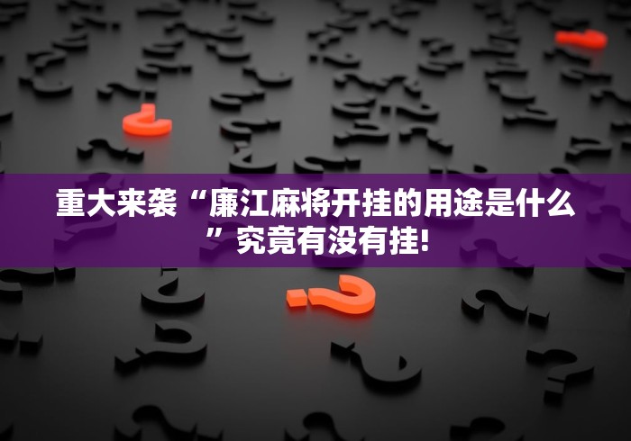 重大来袭“廉江麻将开挂的用途是什么”究竟有没有挂! 重大来袭“廉江麻将开挂的用途是什么”究竟有没有挂!