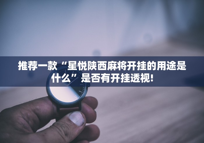 推荐一款“星悦陕西麻将开挂的用途是什么”是否有开挂透视! 推荐一款“星悦陕西麻将开挂的用途是什么”是否有开挂透视!